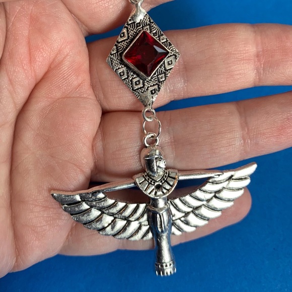 Egyptian goddess isis necklace, gothic winged goddess jewelry gift - Picture 2 of 5